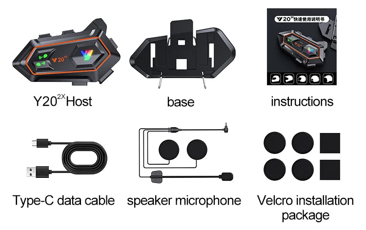 Y20-2X Bluetooth Motorcycle Helmet Headset