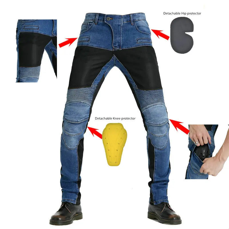 Men's Summer Denim Motorcycle Jeans.